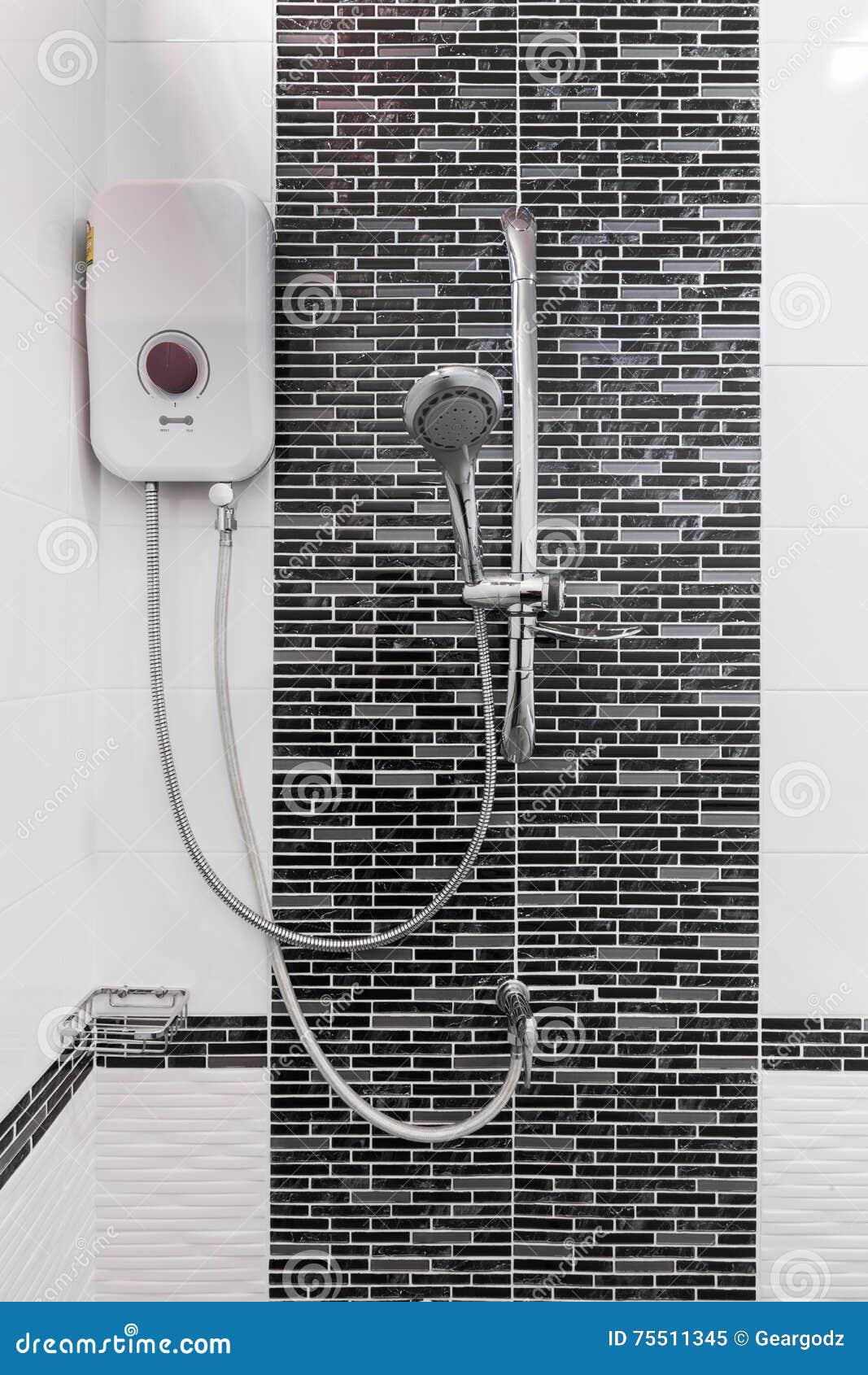 Shower and Water Heater in Bathroom Stock Image Image of interior