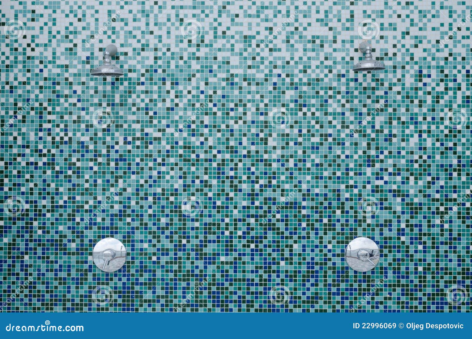 showers on mosaic tiles