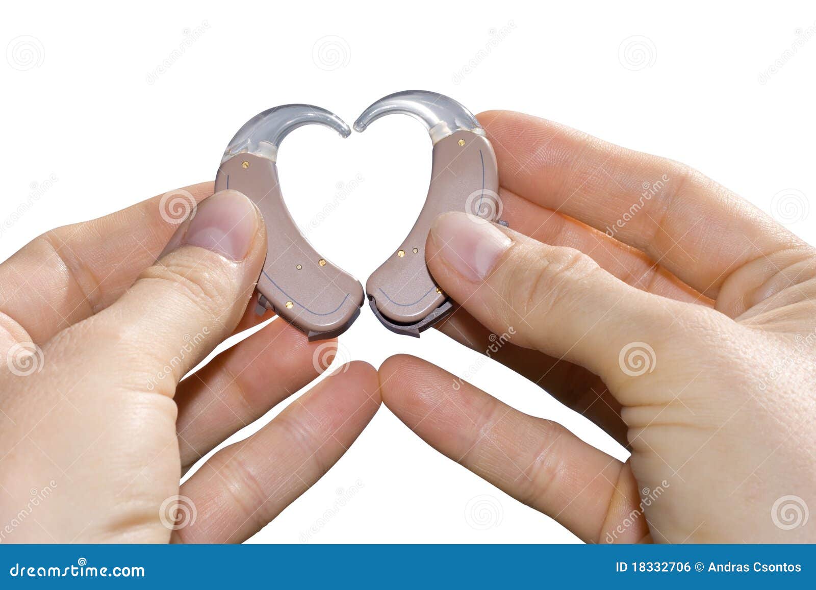 Showing a Heart from Hearing Aids Stock Photo - Image of finger, hand