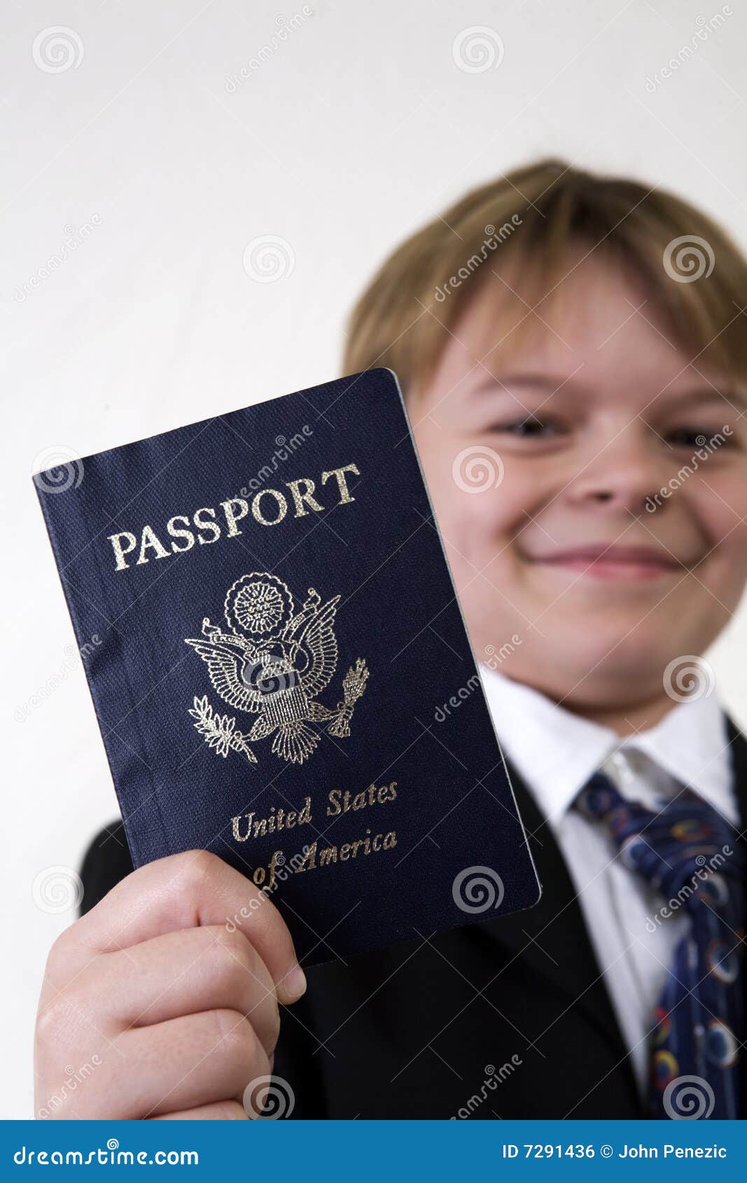 Showing his passport stock photo. Image of suit, white 