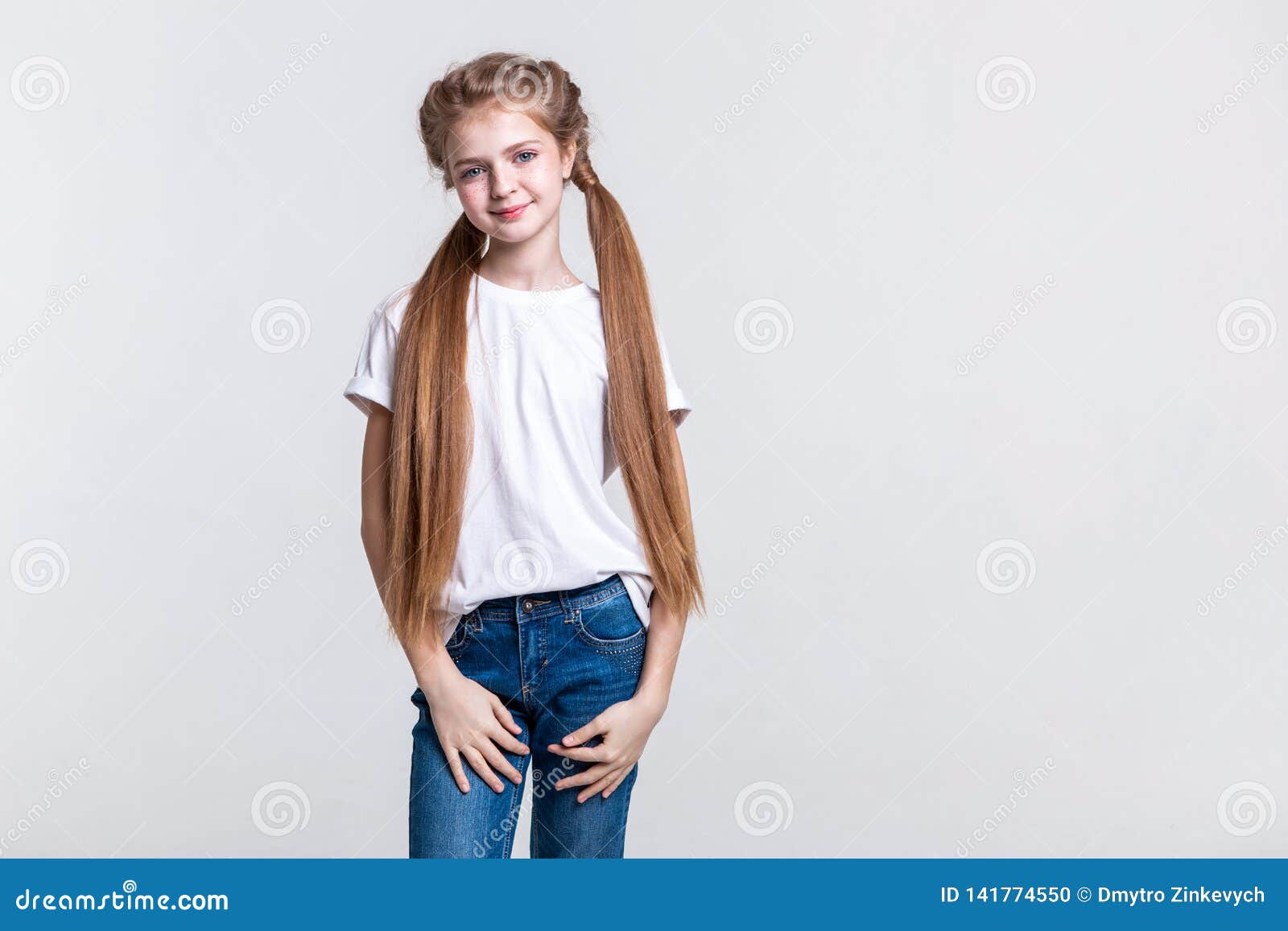 Pleasant Calm Girl Lightly Smiling while Presenting Her Extra-long Hair  Stock Photo - Image of appealing, positive: 141774550