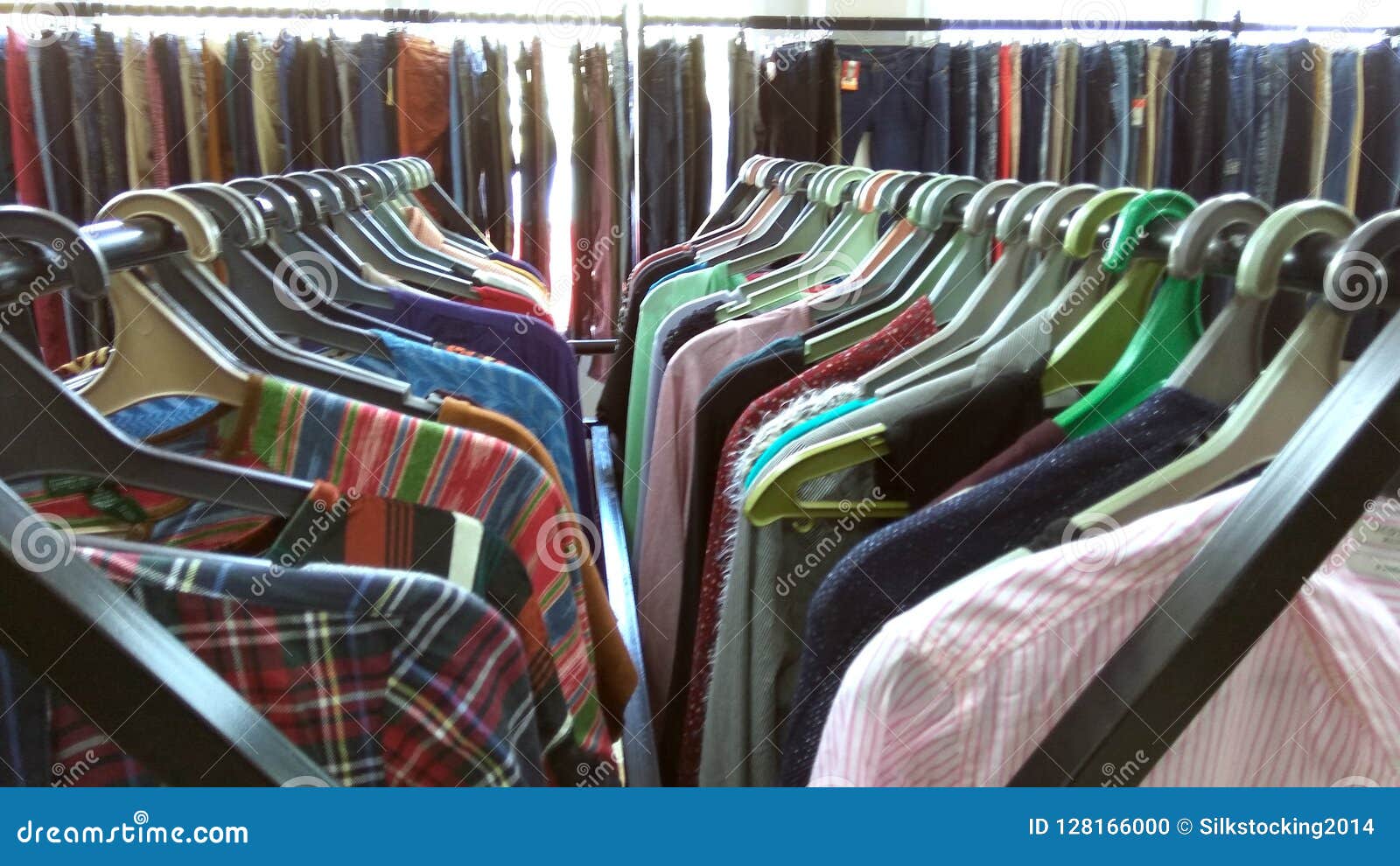 Showroom with a clothes. stock photo. Image of sale 128166000