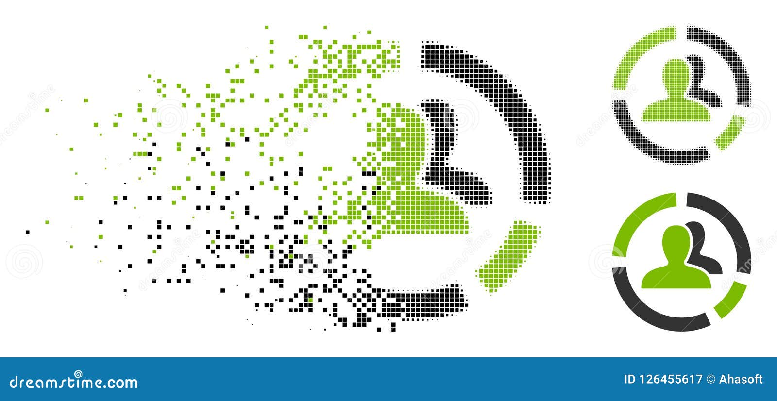 shredded dot halftone demography diagram icon