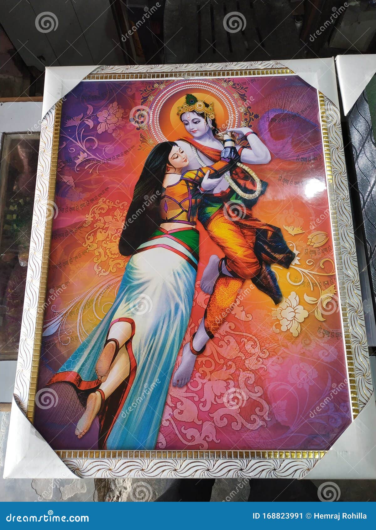 Shri Radha Krishna Canvas Painting Editorial Photo - Image of  blinkinglights, festivaloflights: 168823991