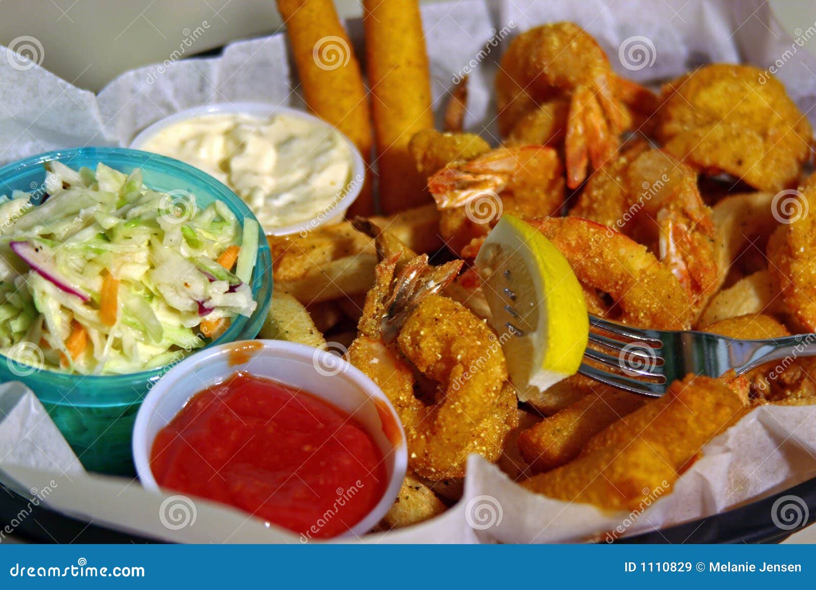 Shrimp Basket stock image. Image of yellow, teal, silverware 1110829