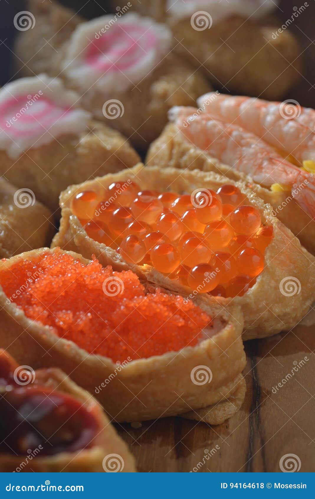 Shrimp Crab Roe sushi stock photo. Image of meal, rice 94164618