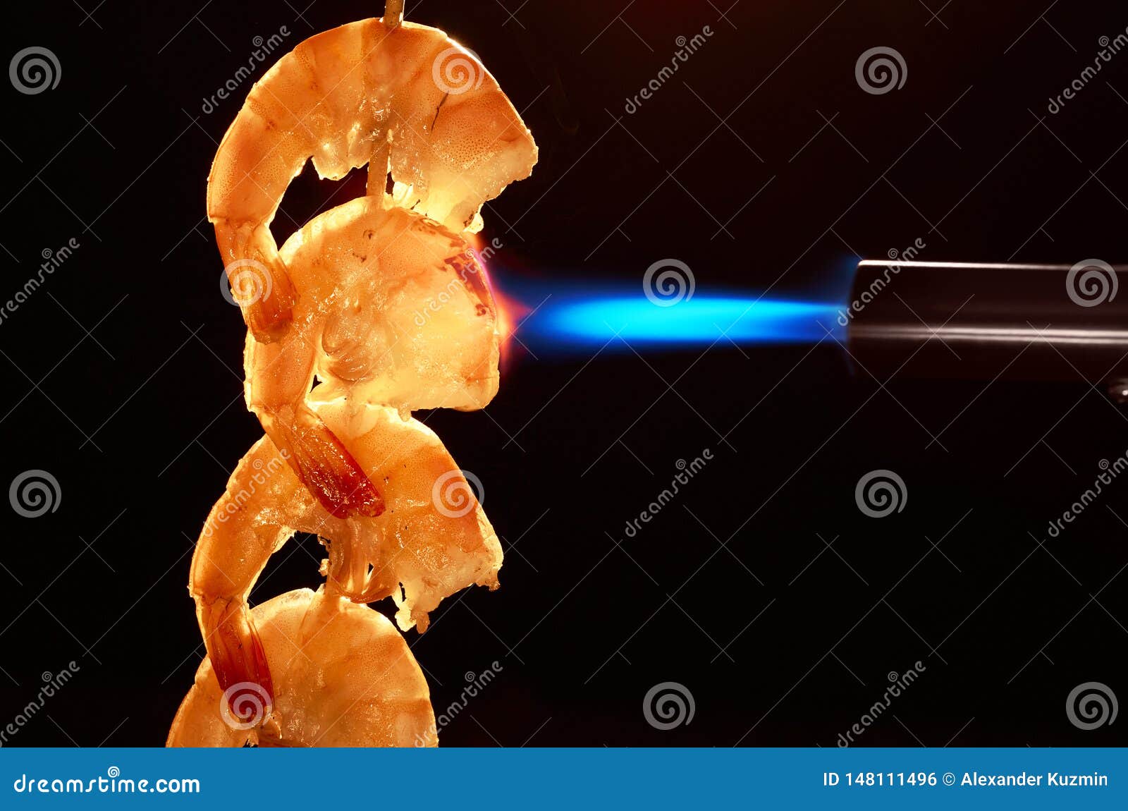 Shrimp are Fired with a Gas Burner Stock Photo Image of restaurant