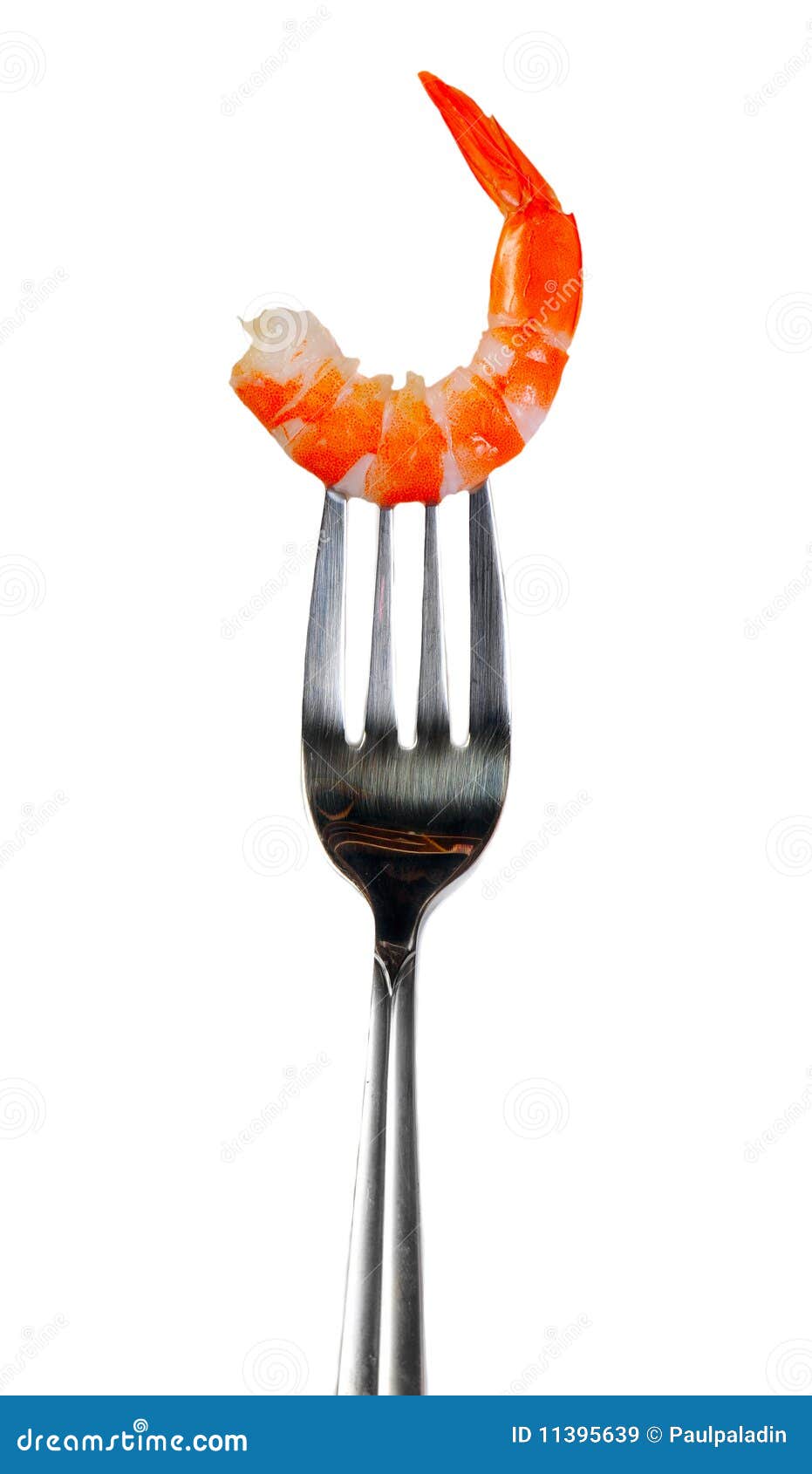 Shrimp on a fork stock image. Image of isolated, healthy 11395639