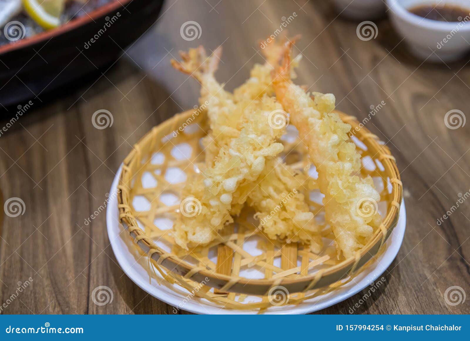 Shrimp Fried, Tempura and Sweet Sauce for Dipping. Japanese Culture ...