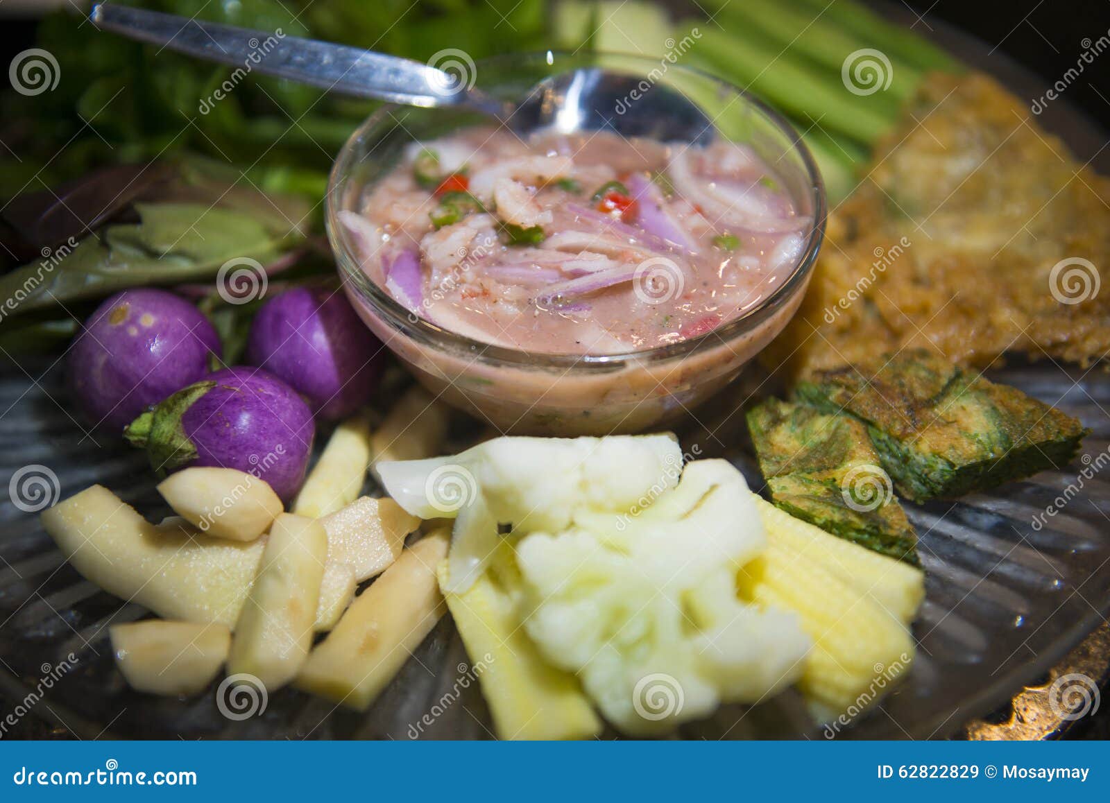 shrimp paste chili sauce with blanching vegetables