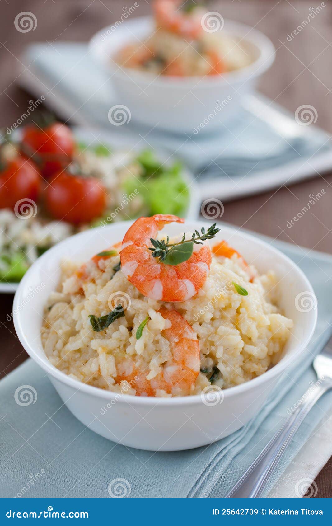 Shrimp risotto stock image. Image of food, fork, salad 25642709