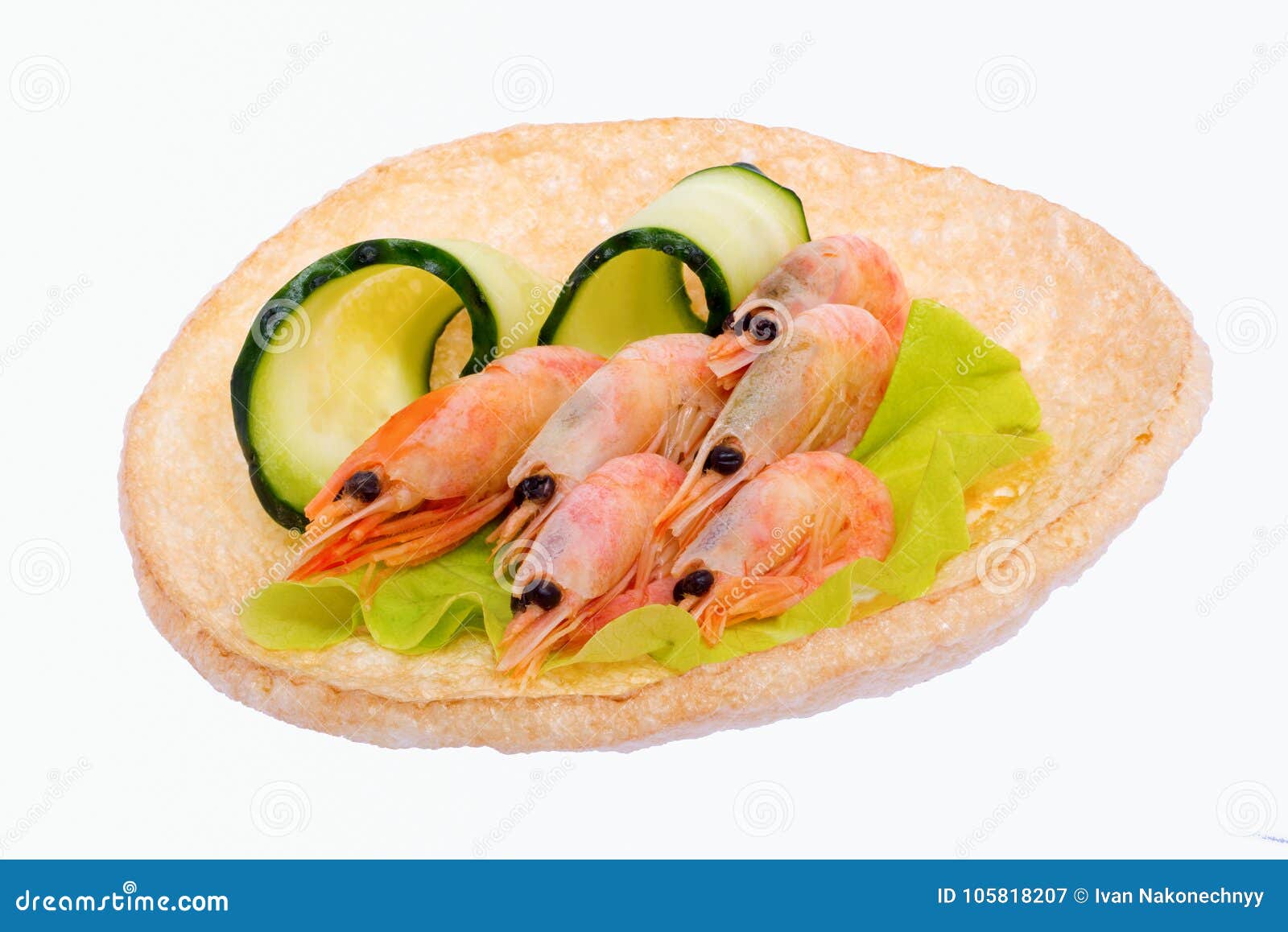 Sandwich with shrimps. stock image. Image of view, lunch - 105818207