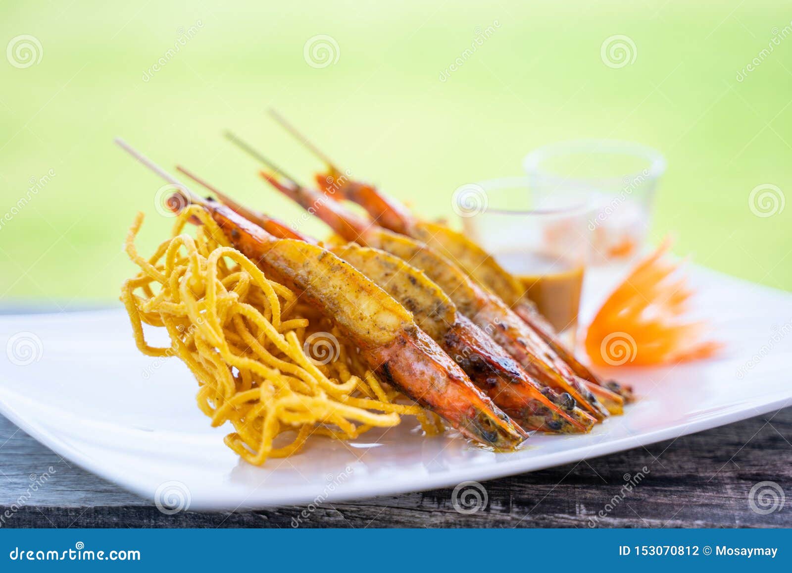 Shrimp Satay with Peanut Sauce Stock Photo Image of dining