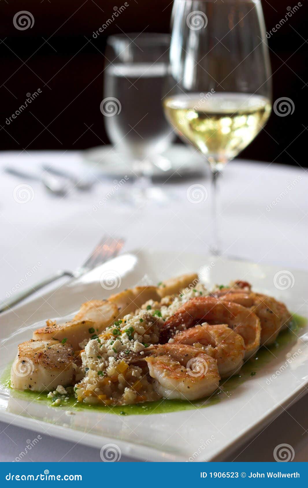 Shrimp and scallops stock image. Image of seafood, text 1906523