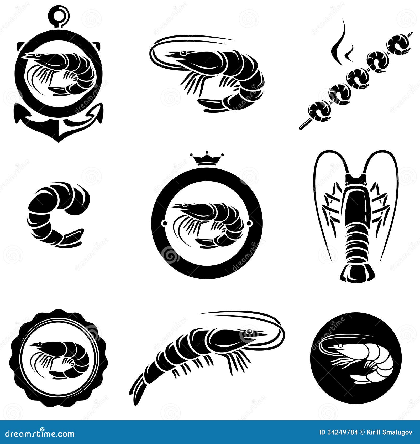 Shrimp set. Vector illustration. This is file of EPS8 format.