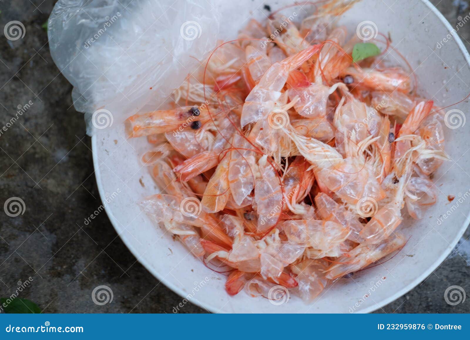 Shrimp Shell and Head Waste after Eating Stock Photo - Image of
