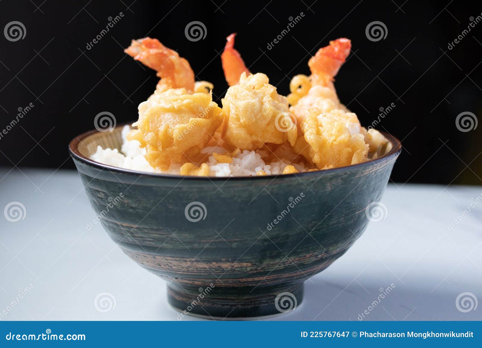 Shrimp Tempura in a Bowl with Steamed Rice Stock Image Image of background, cookery 225767647