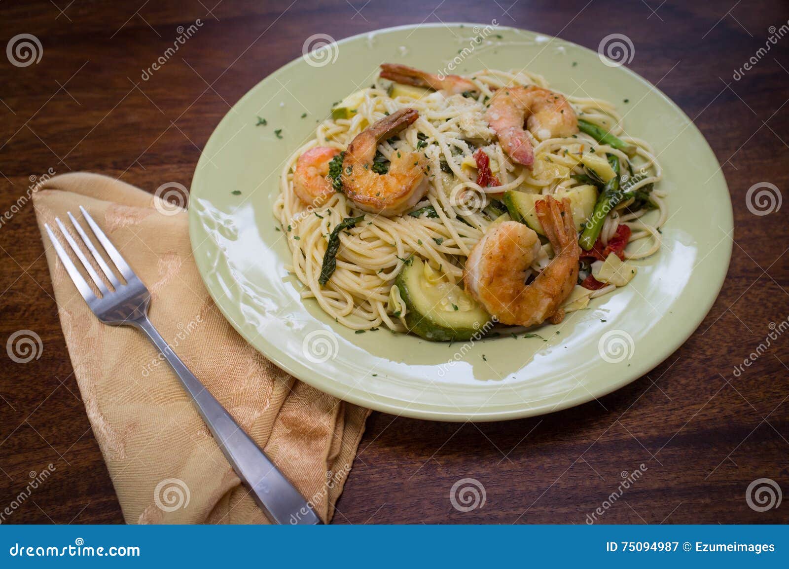 Shrimp White Wine Sauce stock image. Image of meal, noodles - 75094987