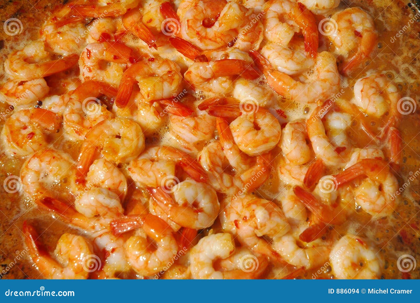 shrimps cooking in pan