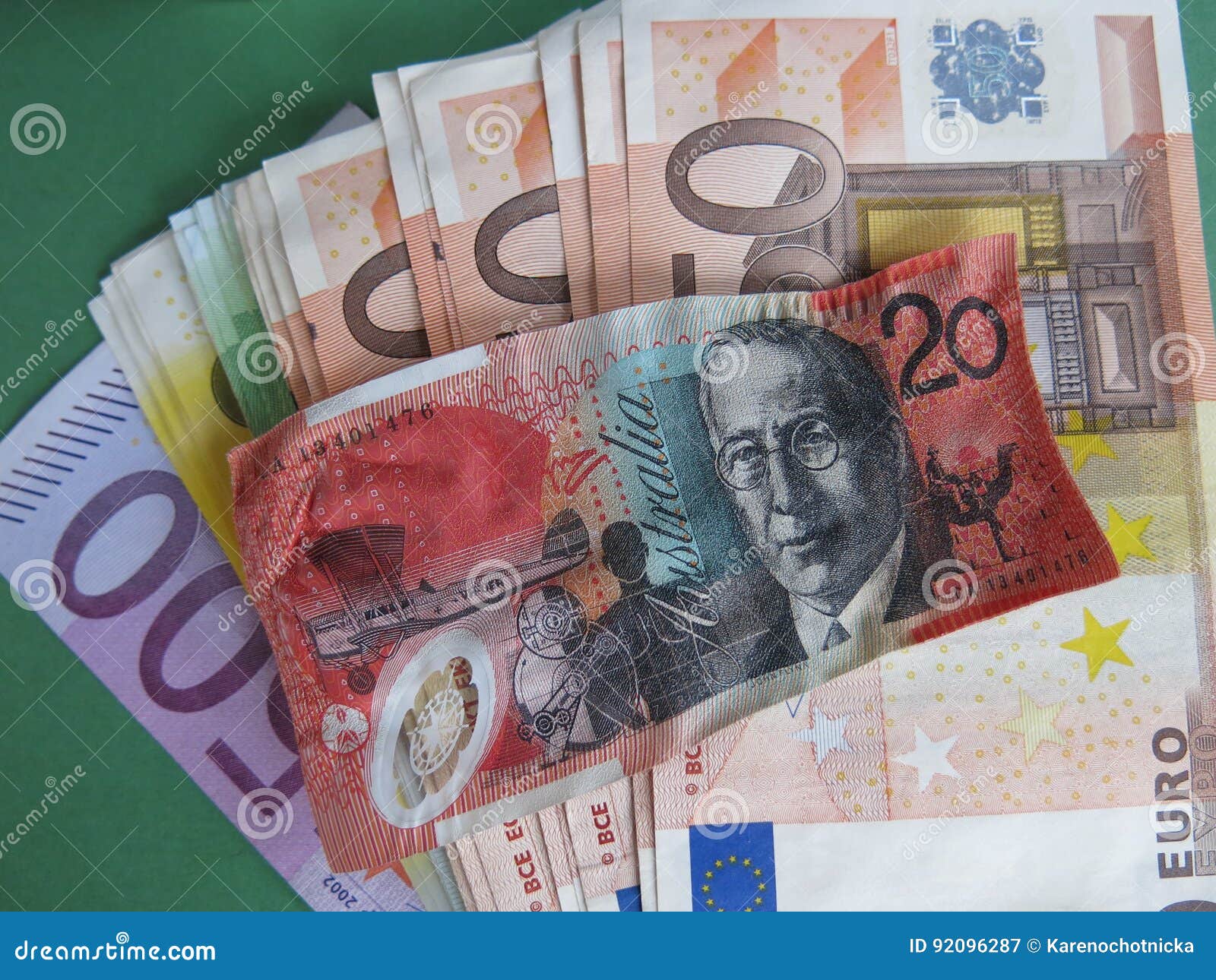Shrinking Australian Dollar and Euros Image - Image of wealth, shrinking: 92096287