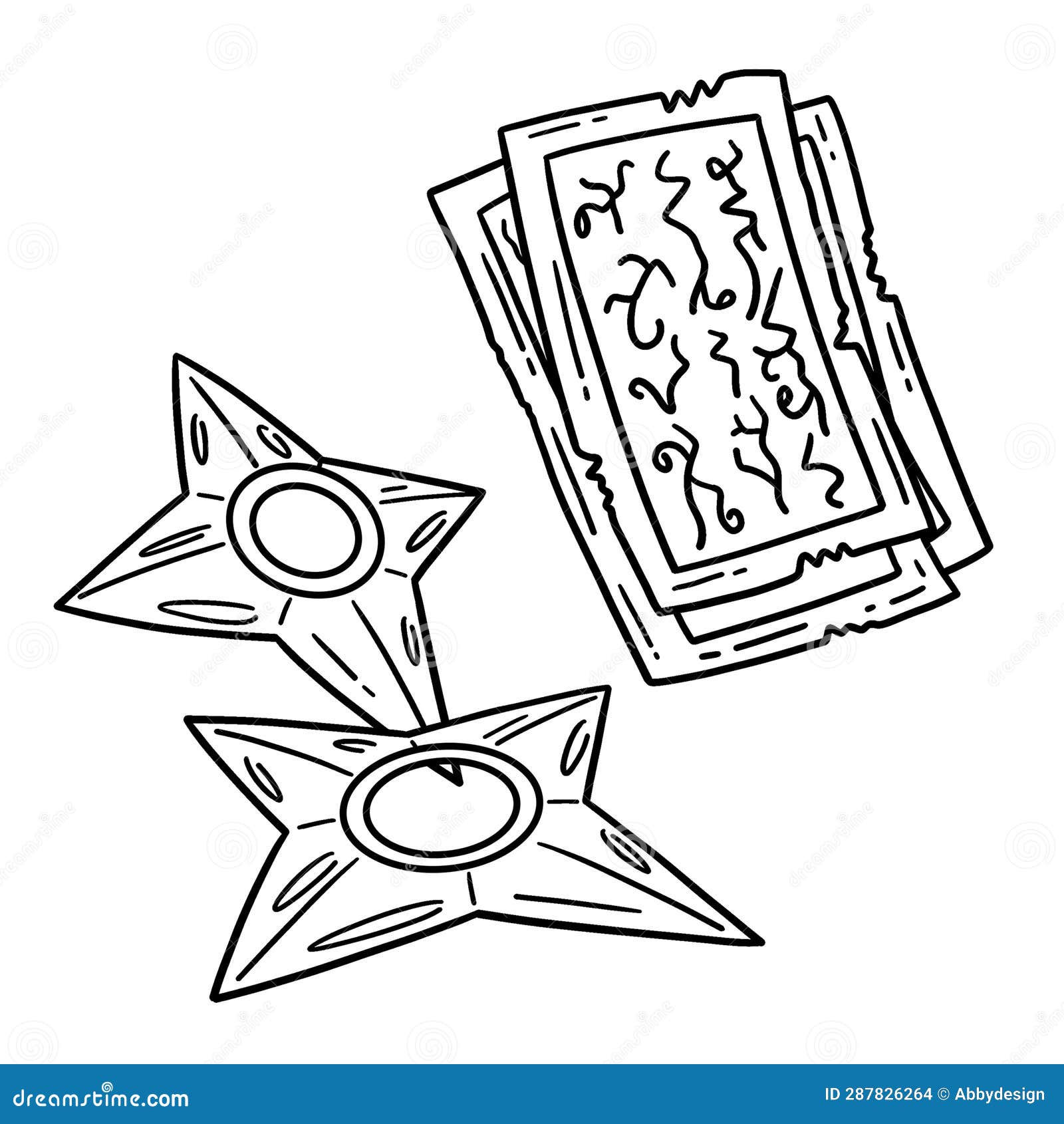shuriken and scroll  coloring page