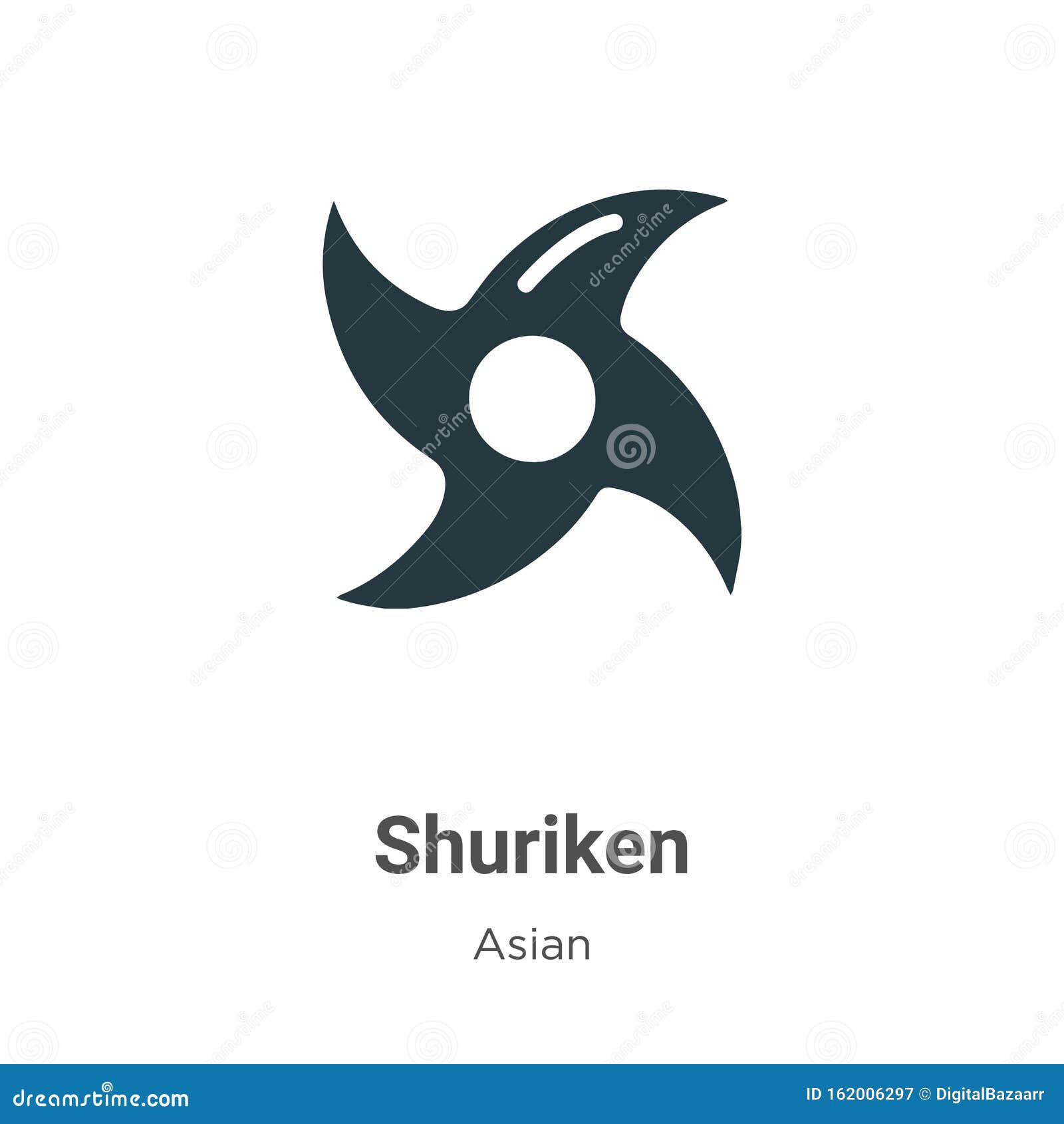 Shuriken Vector Icon on White Background. Flat Vector Shuriken