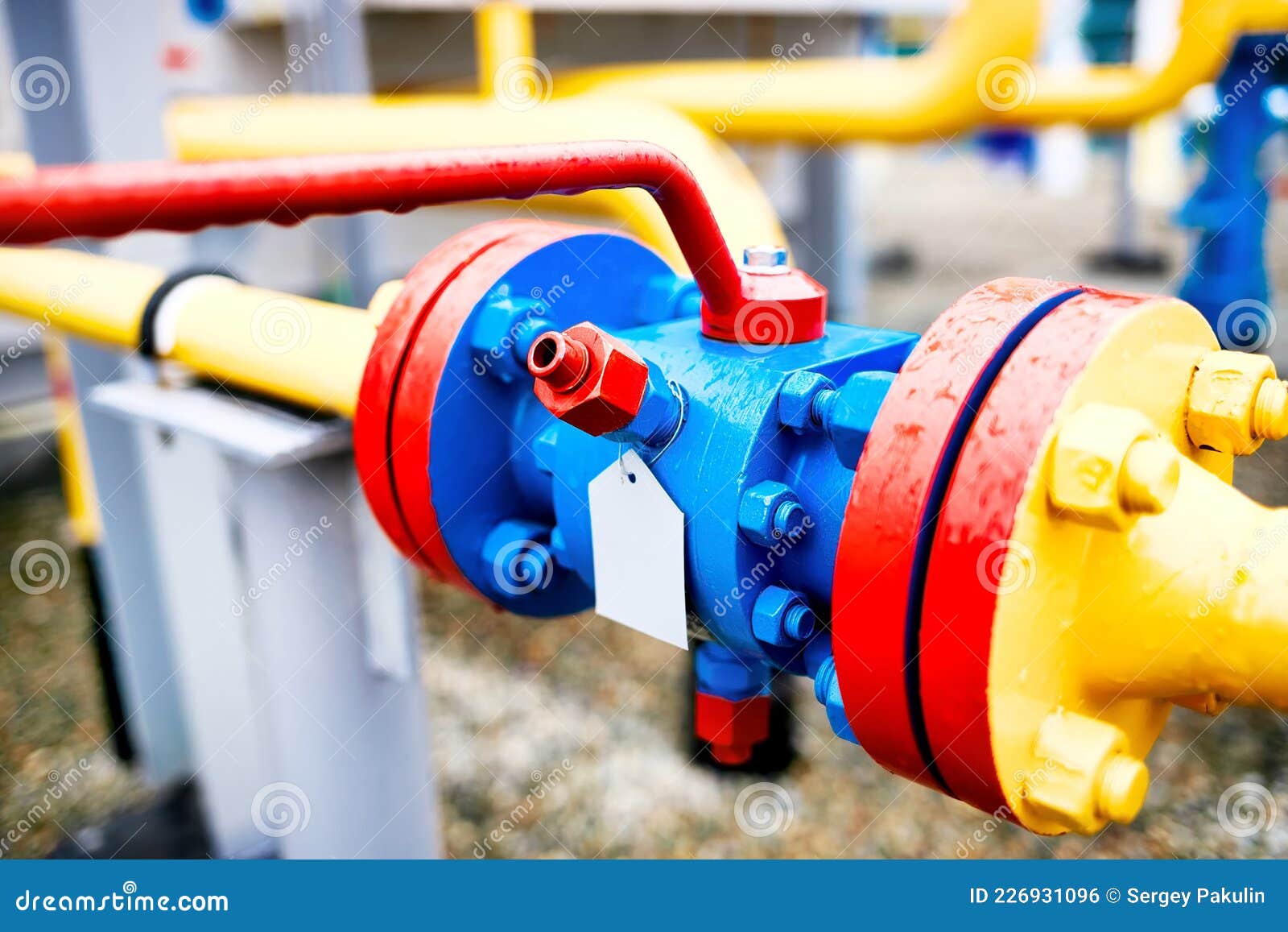 shut-off valve of the gas pipeline pipe close-up.