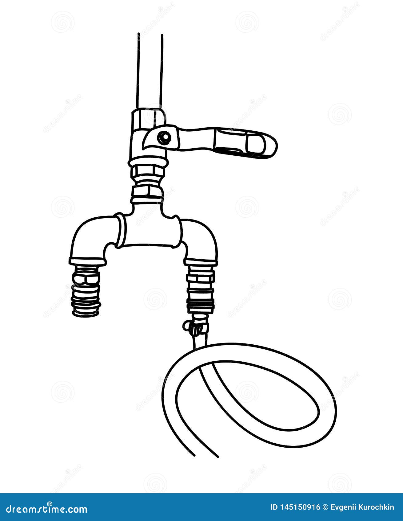 The Shut Off Valve with Hose Illustration - Illustration of pipe, industry: 145150916