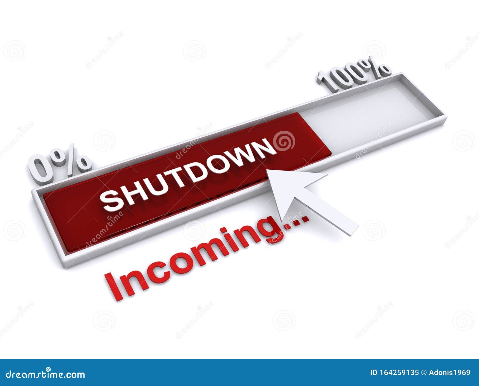 shutdown incoming on white