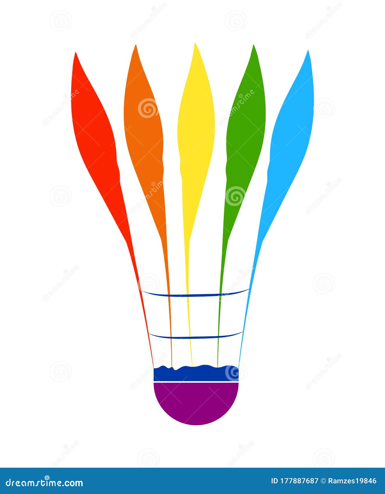 Shuttlecock for Badminton in the Colors of the Rainbow. Isolated Vector