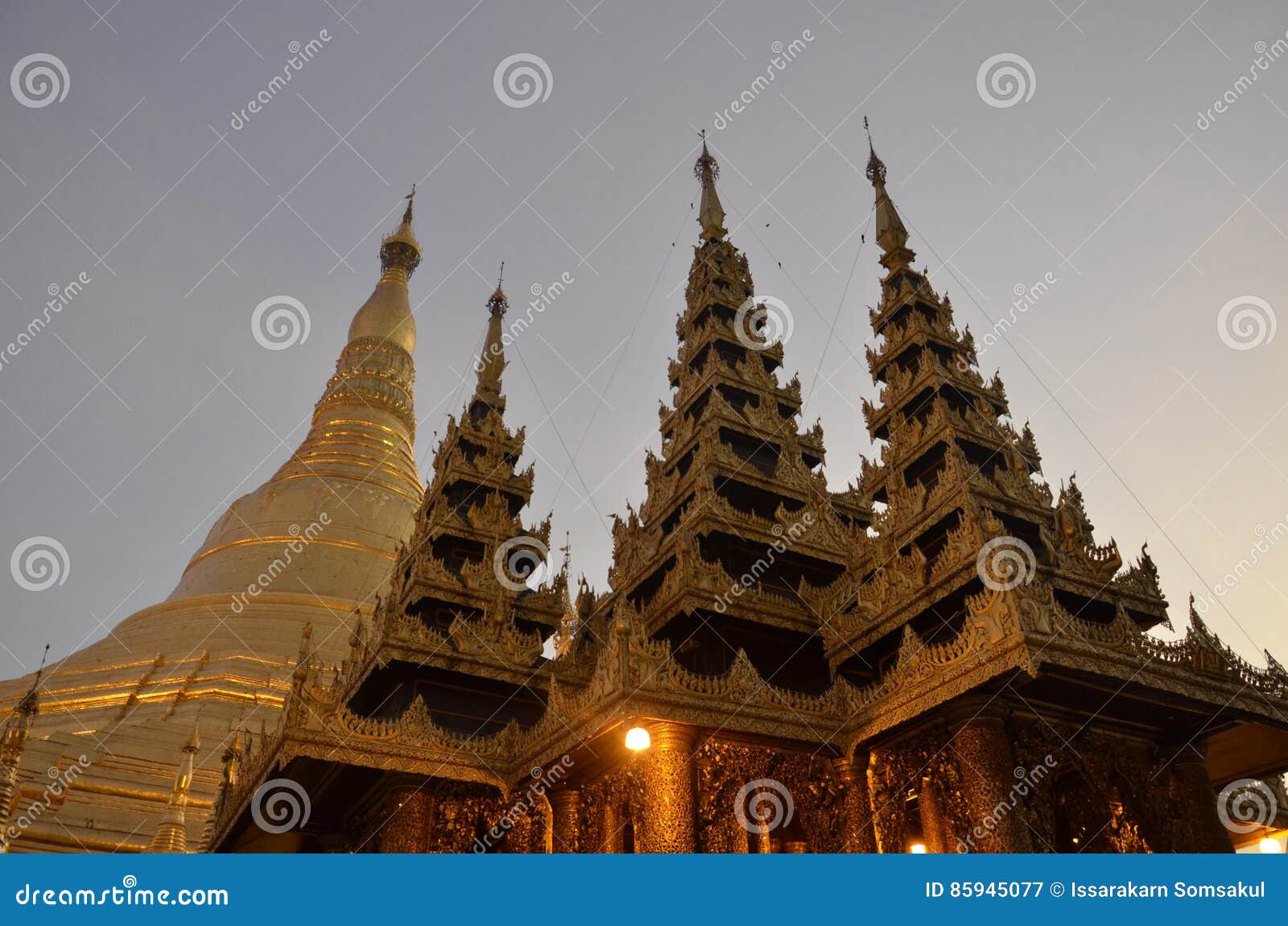 shwedagon pagoda and the pagoda shares the castle.