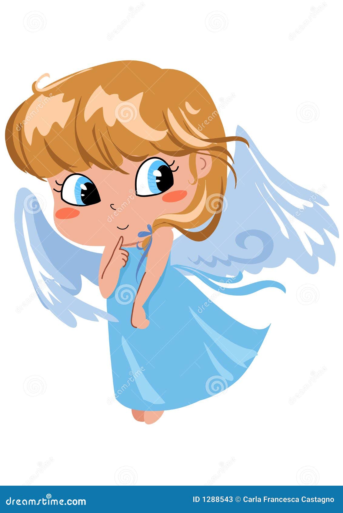 Shy girl angel.Anime art stock illustration. Illustration of anime -  274456583