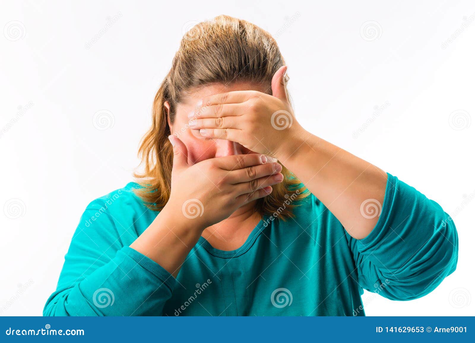 Shy Fatty Woman Covering Her Face Stock Image Image of short, afraid