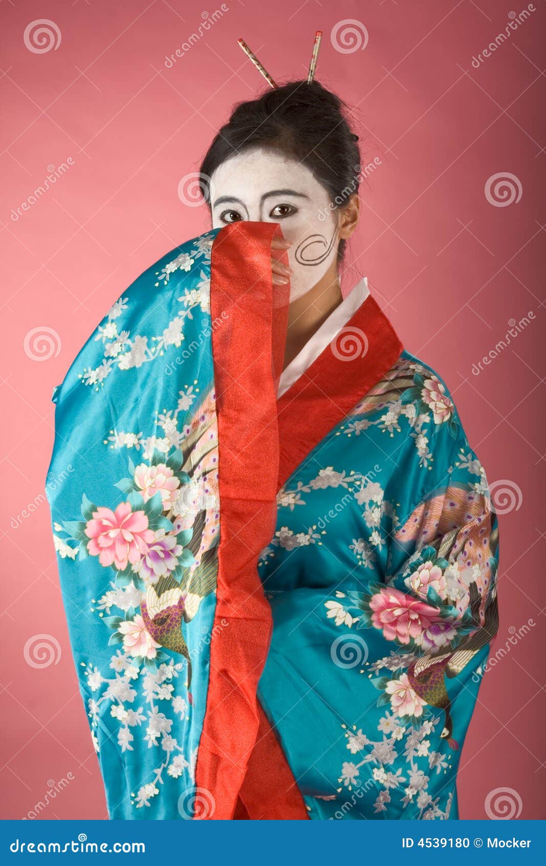 Shy Geisha In Yukata Stock Photo - Image: 4539180