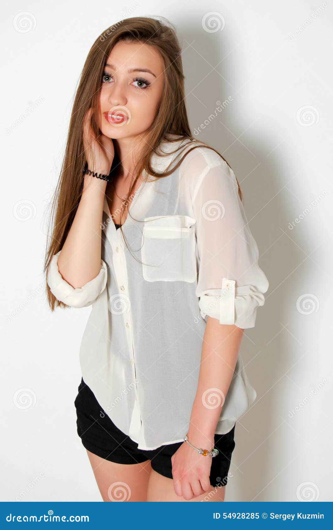 Shy girl. stock image. Image of emotions, timidity, youth - 54928285