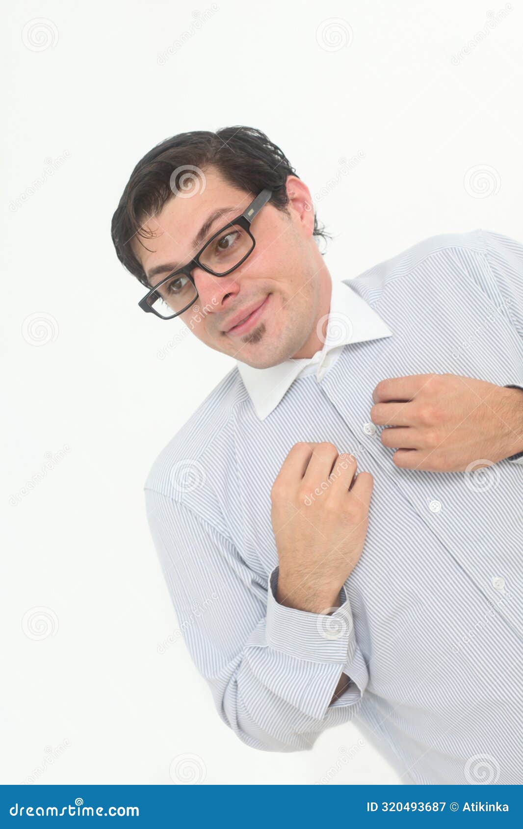 nerdy young man portrait looking sideway