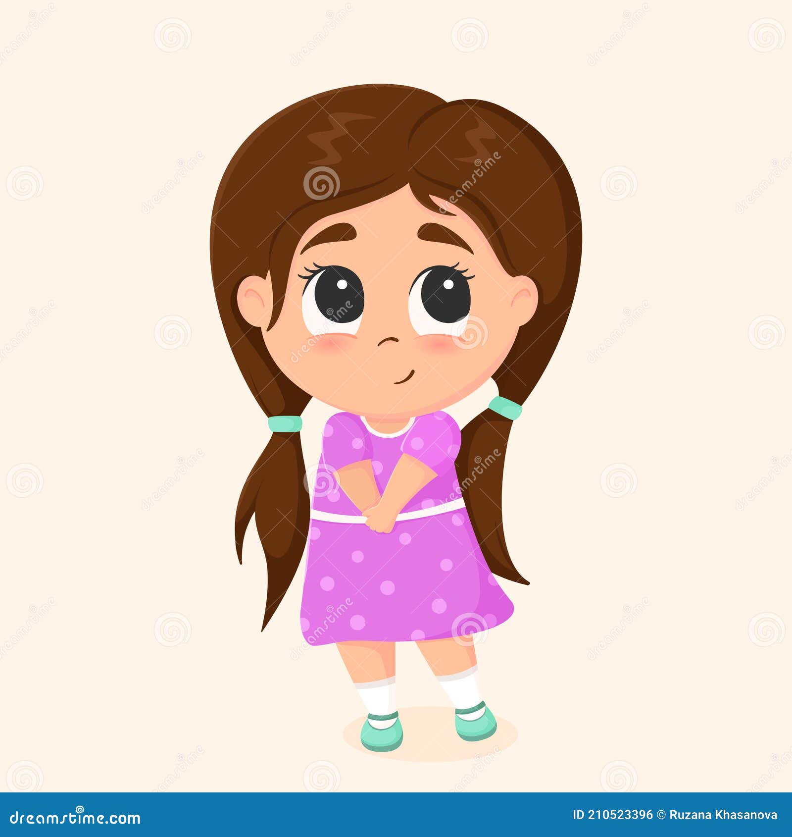 Shy Little Cartoon Girl. Vector Illustration of a Cute Baby Stock Vector - Illustration of girl, cute: 210523396 Shy Little Cartoon Girl. Vector Illustration of a Cute Baby Stock Vector - Illustration of girl, cute: 210523396