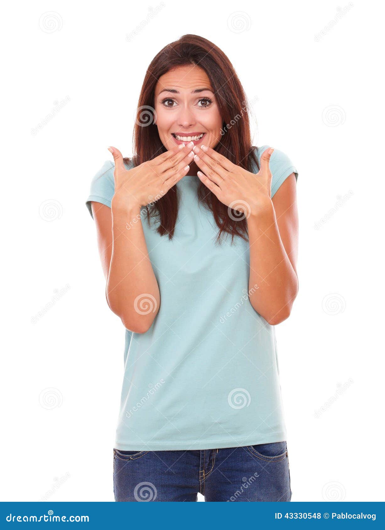 Shy Wrong Adult Female Smiling at You Stock Photo - Image of background ...