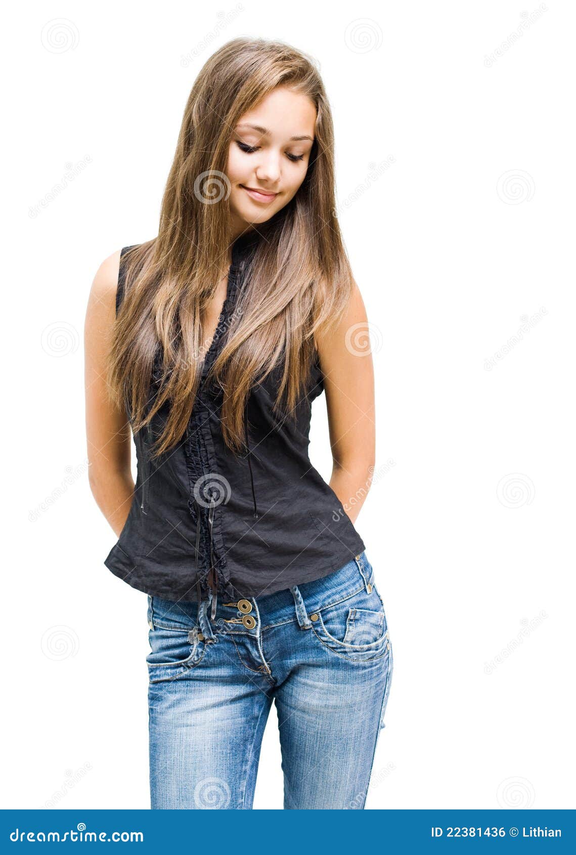 Shy Young Brunette Girl Stock Photo Image Of Prou