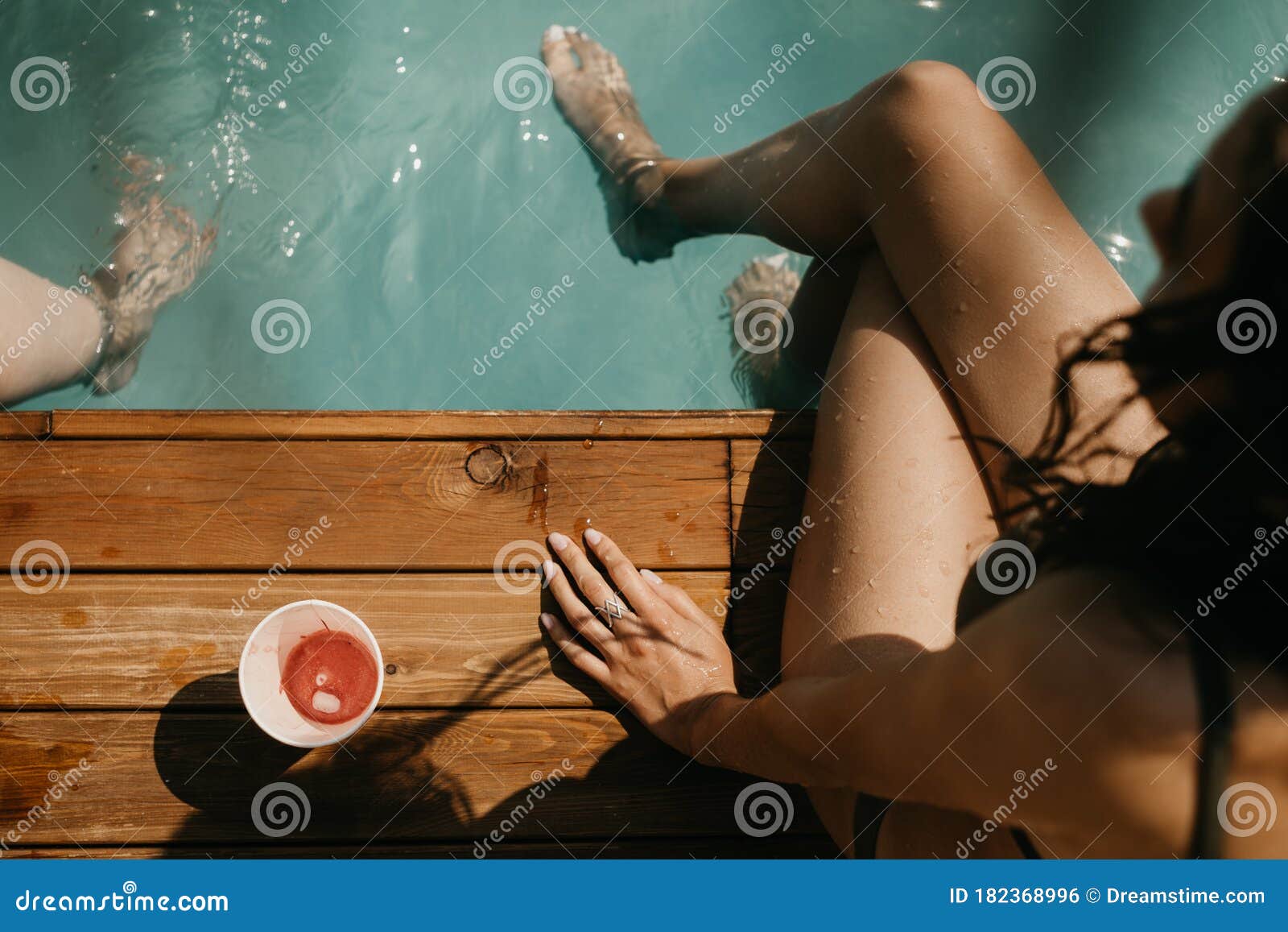 Siberia Russia July 19 Girls Legs In Swimming Pool