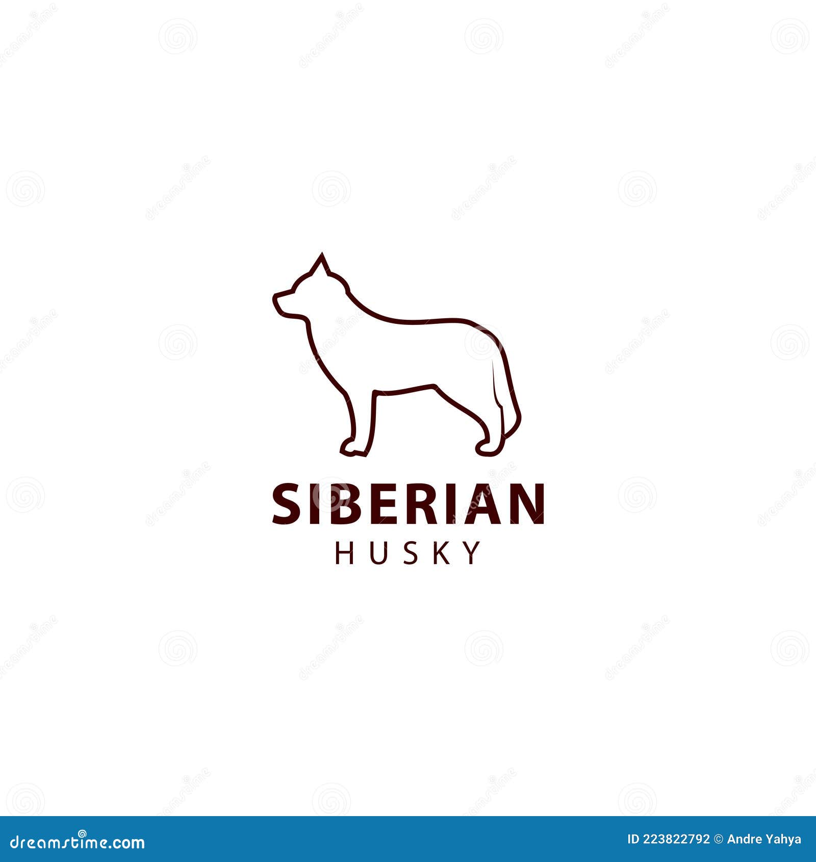 Siberian Husky Outline, Animal Design Vector Icon Illustration Stock ...