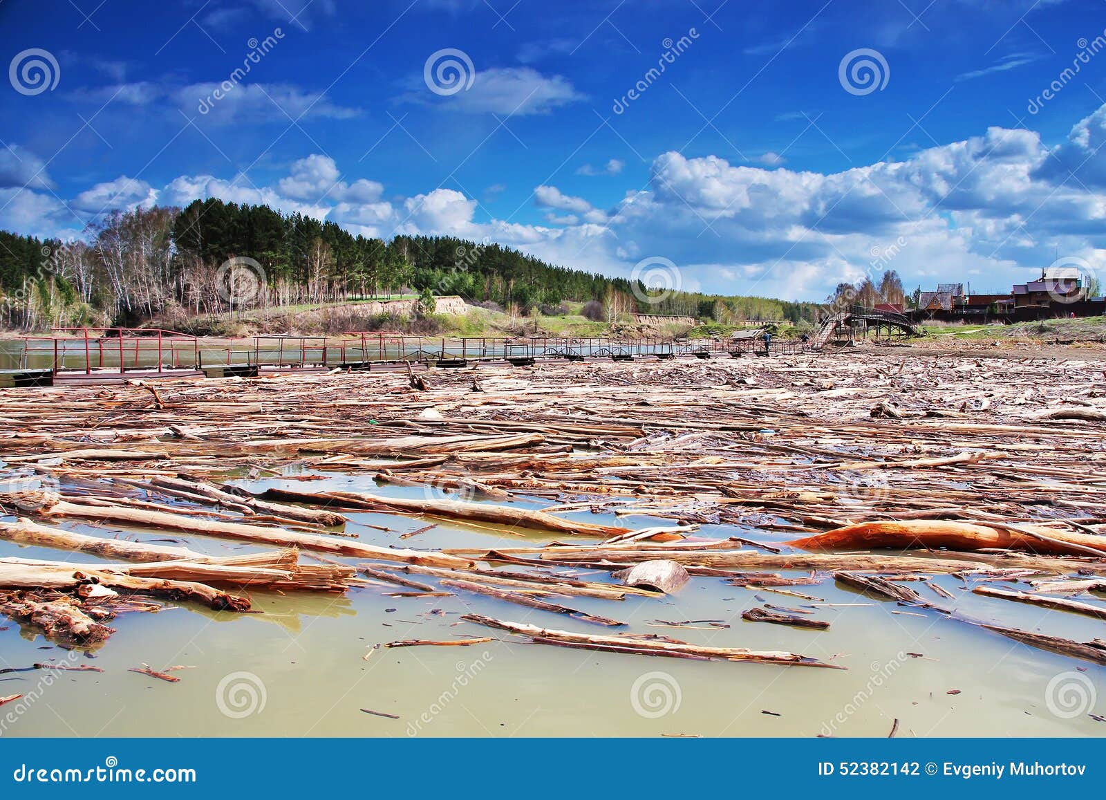 The Siberian River In The Period Of A Spring High Water Stock Photo