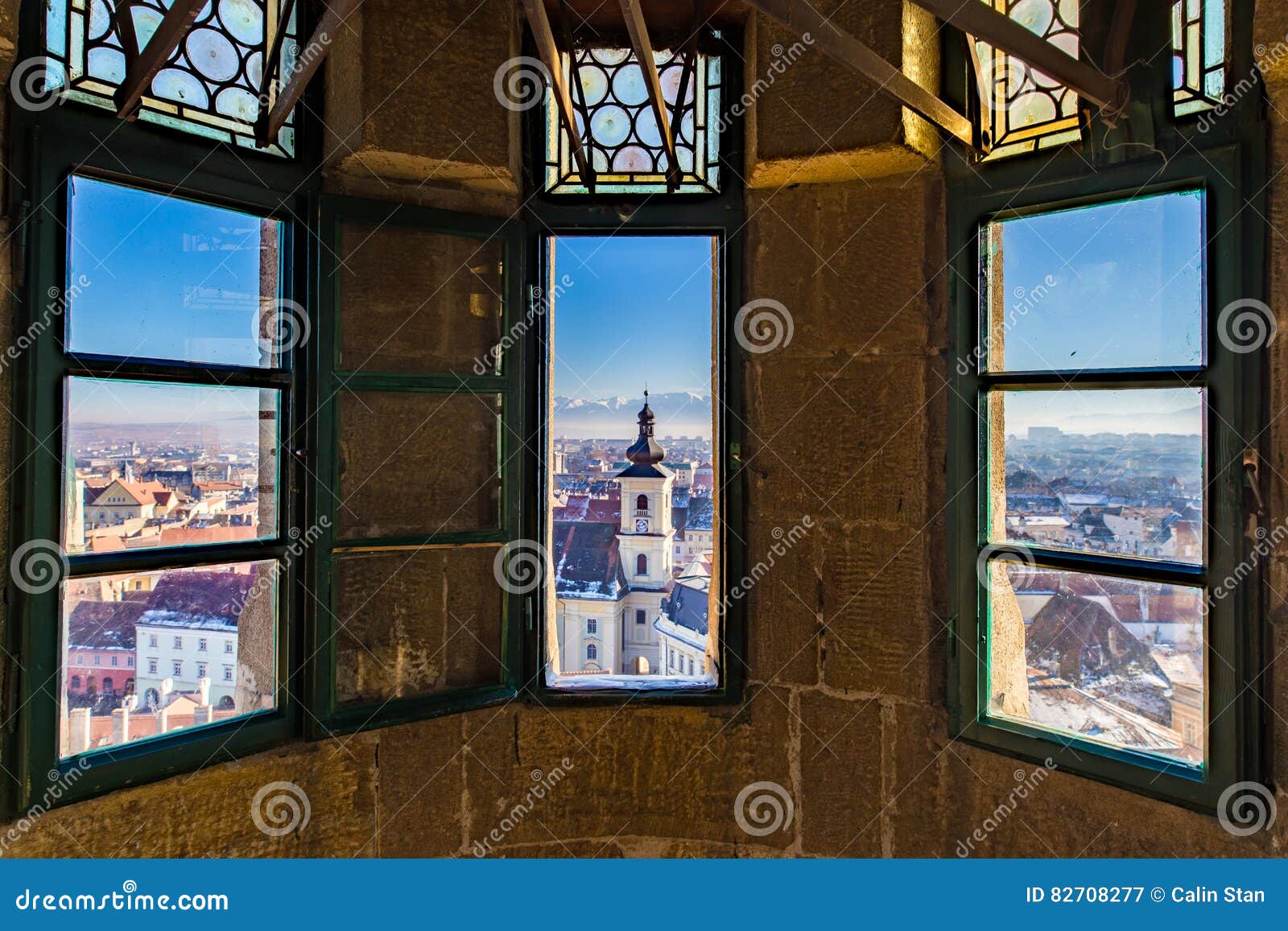 Sibiu, in the center of Transylvania, Romania. View from above