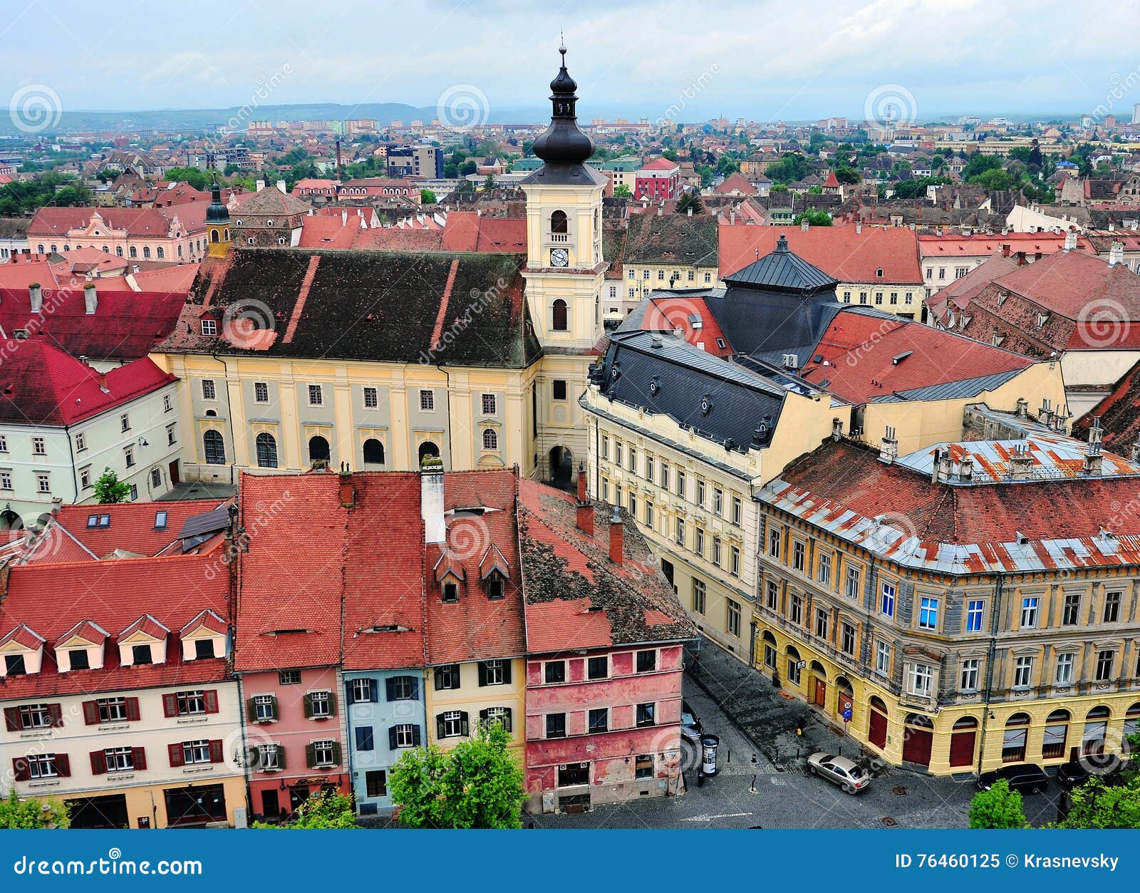 Sibiu Hermannstadt Romania At Blue Hour Stock Photo - Download Image Now -  Above, Aerial View, Architecture - iStock