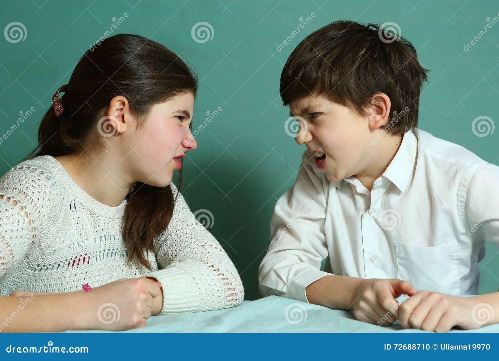 Siblings Brother And Sister Quarreling Stock Photo Image