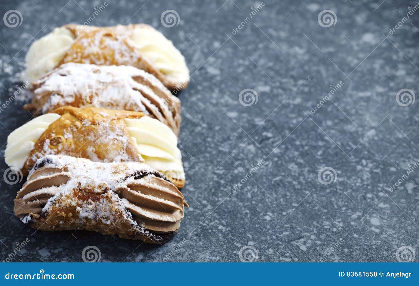 Sicilian Cannoli Stuffed with Ricotta Cheese. Stock Photo Image of