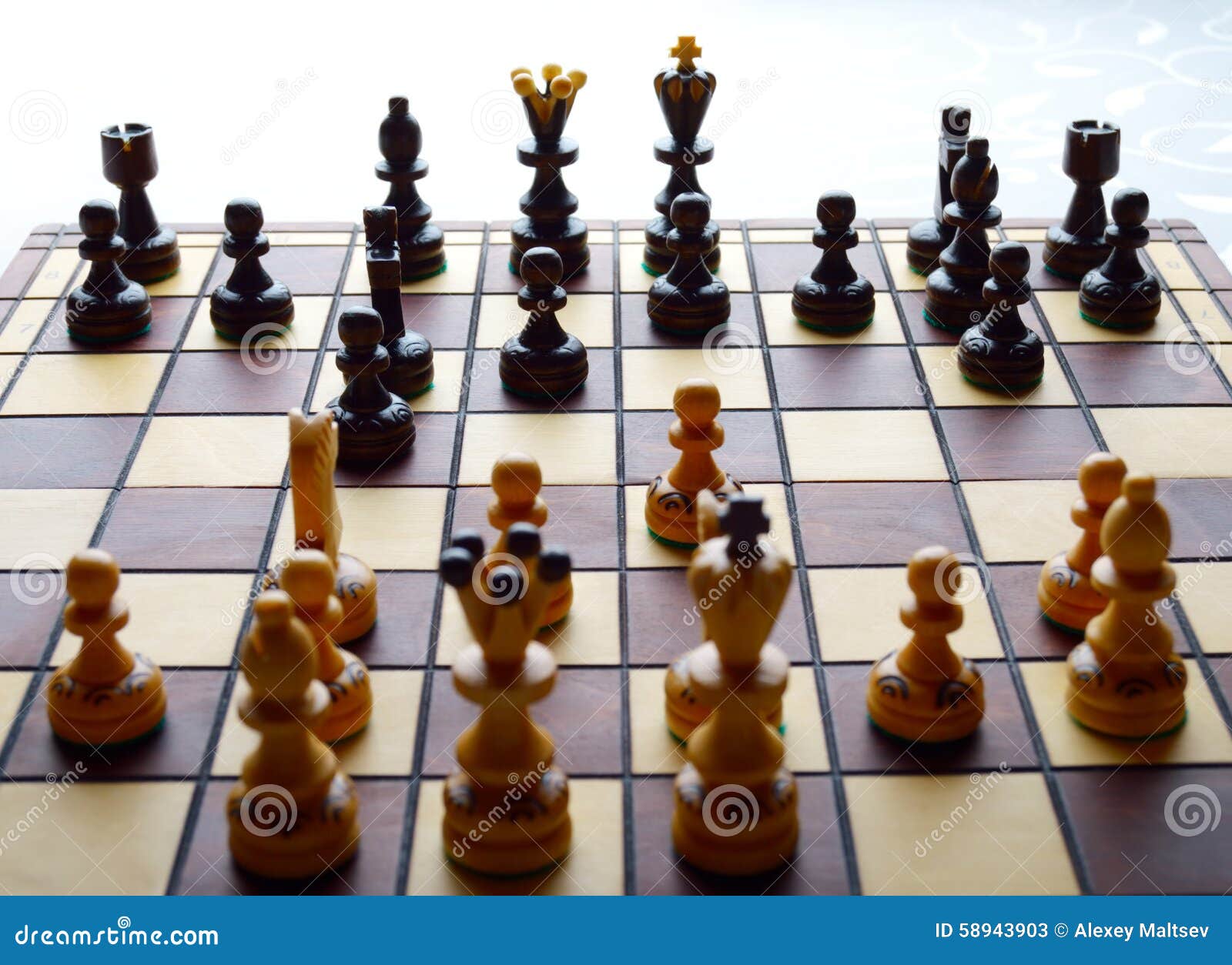 Sicilian defense in chess stock image. Image of rook - 58943903