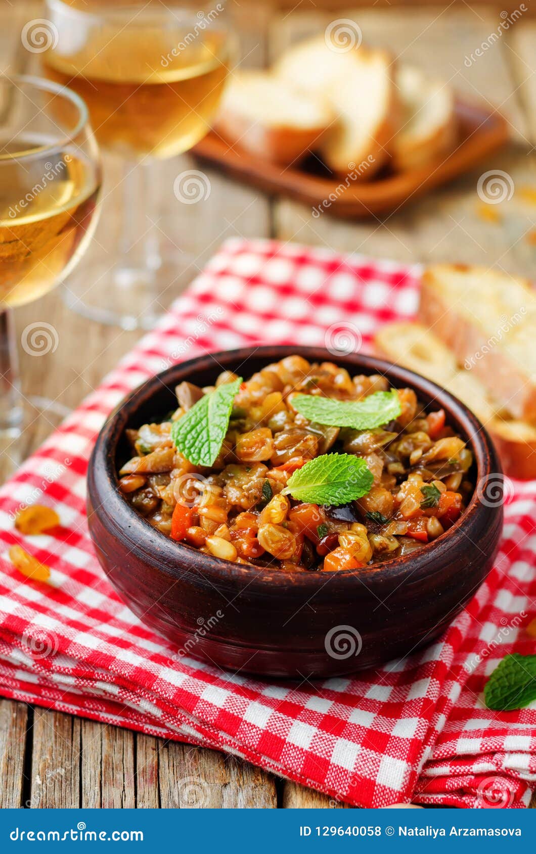 Sicilian Eggplant Pine Nuts Caponata Stock Photo Image of dinner