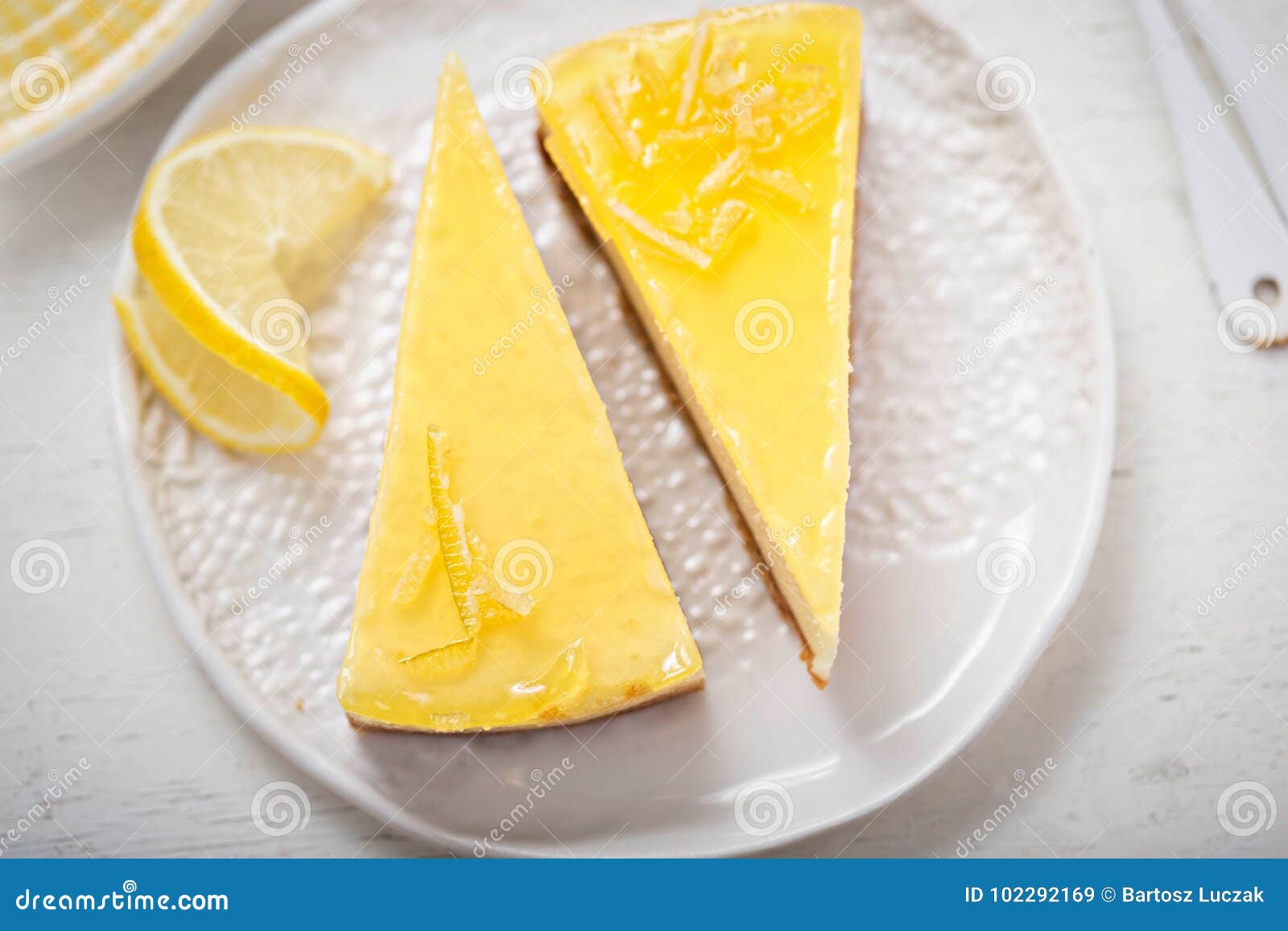 Sicilian Lemon Ricotta Cheesecake Slices Stock Image Image of cake