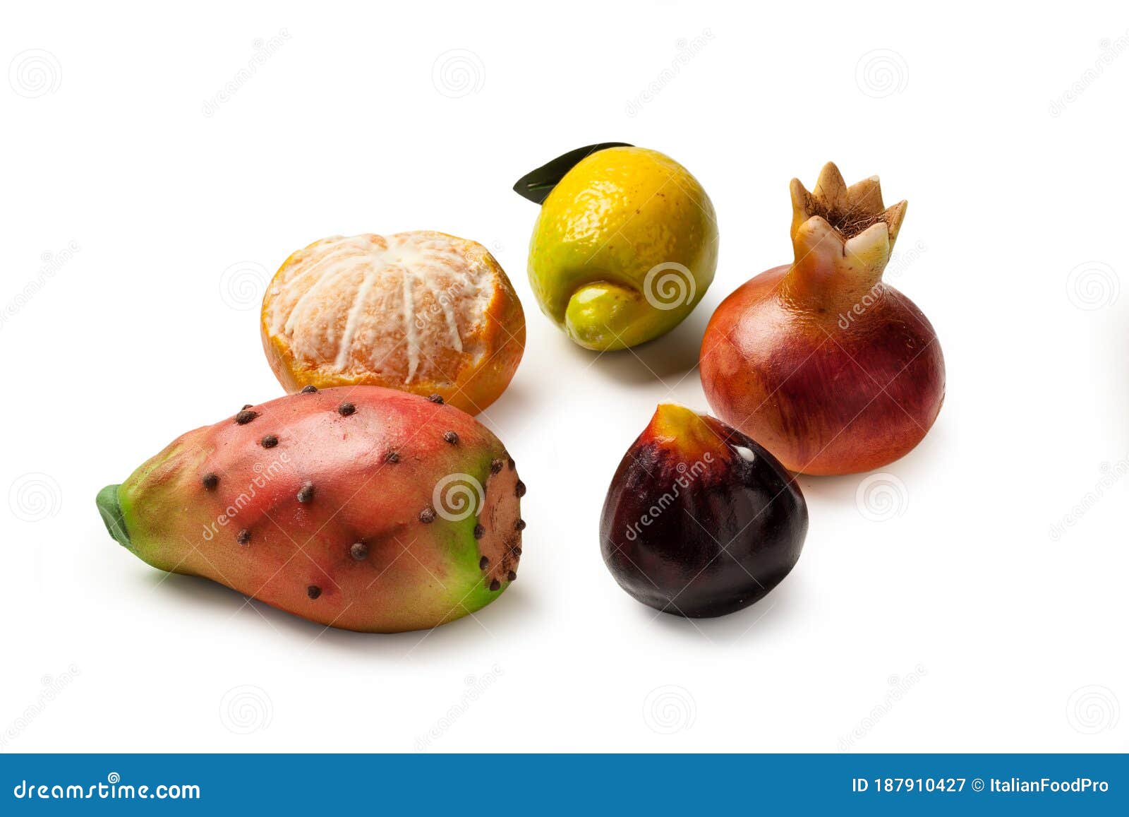 marzipan fruits on a white background